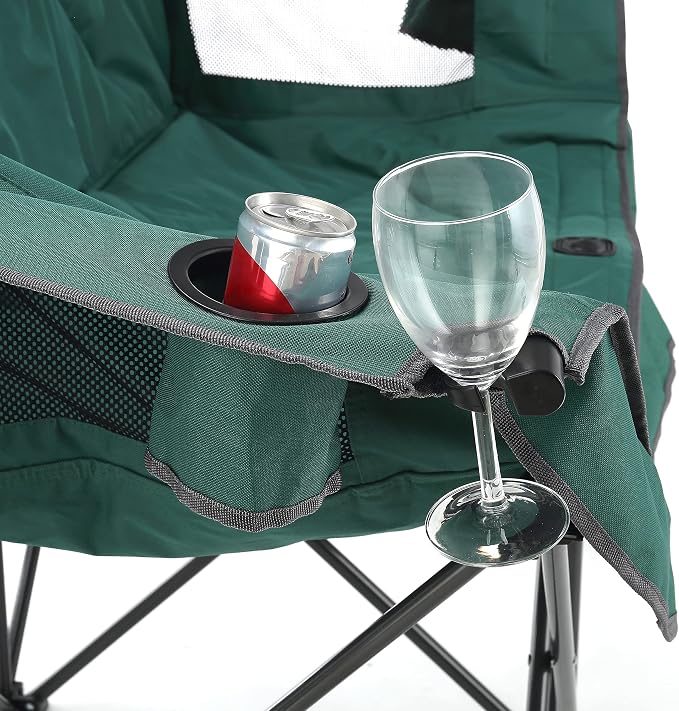 ARROWHEAD OUTDOOR Portable Folding Double Duo Camping Chair Loveseat | 2 Cup & Wine Glass Holder, Carrying Bag, Supports up to 500lbs, Beach, Tailgating, Fishing, Patio, Hunting, Backyard, Picnic