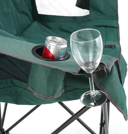 ARROWHEAD OUTDOOR Portable Folding Double Duo Camping Chair Loveseat | 2 Cup & Wine Glass Holder, Carrying Bag, Supports up to 500lbs, Beach, Tailgating, Fishing, Patio, Hunting, Backyard, Picnic