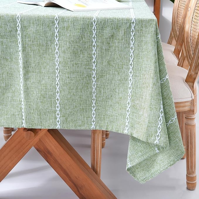 Chassic Square Tablecloth 60 x 60 Inch, Farmhouse Boho Linen Table Cloths, Wrinkle Free & Washable Tablecloths for Dining Tables, Spring Kitchen Decor - Sage Green