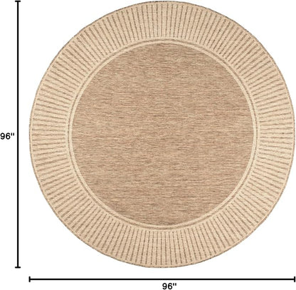 nuLOOM Asha Light Brown Bordered Indoor/Outdoor Area Rug, 8' Round
