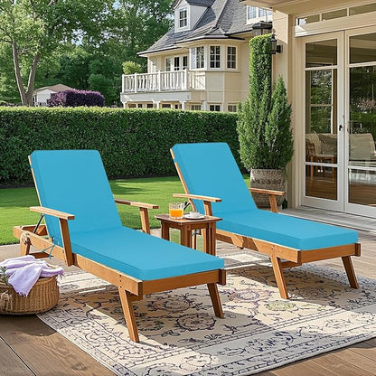 Only choice Outdoor Lounge Chair Cushions Patio Chaise Lounge Replacement Cushions Funiture Seat Cushion Chair Pads (Sky Blue-2 pc)