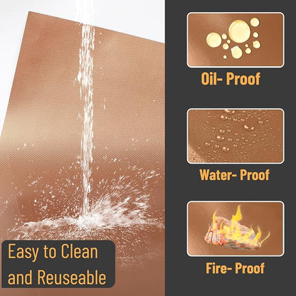 UNCO- Copper Grill Mats for Outdoor Grill, 22" x 16", 2 Pack, Nonstick Reusable Grilling Mats for Outdoor Grill, BPA and PFOA Free with PTFE-Fiberglass Coating