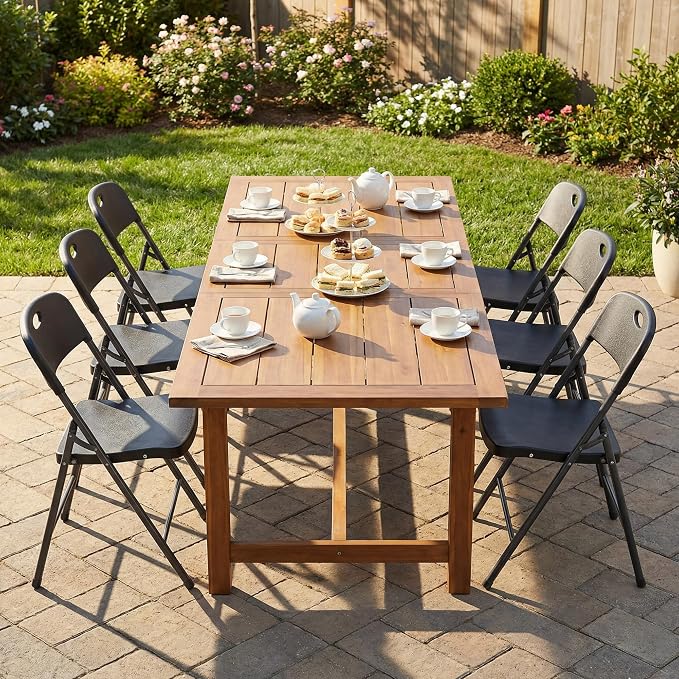 DUMOS 2 Pack Folding Chairs Heavy Duty - Plastic Stackable Portable Dining Chairs Set, Wedding, Party, Patio, Garden, for Indoor Outdoor, for Home and Office, Conference, Black