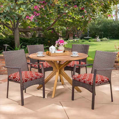 HARBOREST Outdoor Chair Cushions Set of 4, Water Resistant Patio Chair Cushions with Ties, Outdoor Seat Cushions for Patio Furniture, 17"x16"x2", Wine Red Geometry