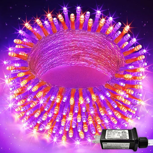 JMEXSUSS 200 LED Halloween Lights Outdoor,Purple Orange Halloween Lights | 66FT Halloween String Lights Indoor Plug in for Fireplace Mantel Party Patio Yard Door Halloween Tree, Connectable