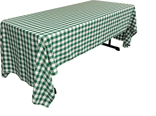 LA Linen Gingham Tablecloth - Checkered Tablecloth for Parties, Picnics & More - Farmhouse Tablecloth - Spring Tablecloth - Picnic Tablecloth - Cloth Tablecloths for Rectangle Tables - 60”x126 Green