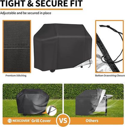 NEXCOVER Grill Cover, BBQ Cover 55 inch,Waterproof BBQ Grill Cover,Fade Resistant Gas Grill Cover, Barbecue Grill Covers, Fits Grill of Weber, Brinkmann, Nexgrill, Black Grill Cover for Outdoor Grill.