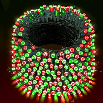 XURISEN 403FT 1000 LED Christmas Lights Outdoor Green Wire String Lights 8 Modes with Timer Memory Waterproof Fairy Lights Plug in for Xmas Tree Wedding Yard Party Holiday Decorations(Red+Green)