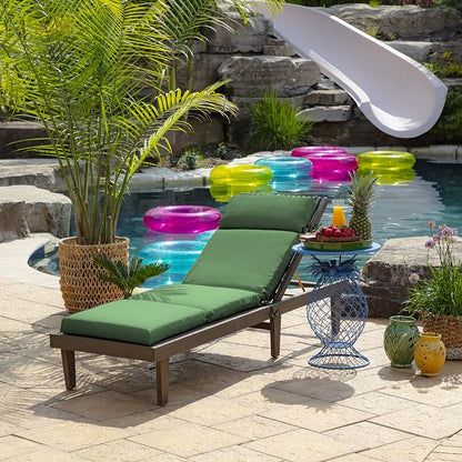 Arden Outdoor Chaise Cushion, 21 in x 72 in, Weather-Proof, Rain-Proof, Fade Resistant Patio Cushion for Chaise Lounger Bright Moss Green Leala | Lounge Cushion, Weather-Proof, Rain-Proof, Fade Resistant for Chaise Lounger, Mold and Mildew Resistant