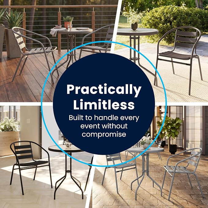 Flash Furniture 31.5 in Aluminum Round Table, Black | Durable Construction, Commercial Use