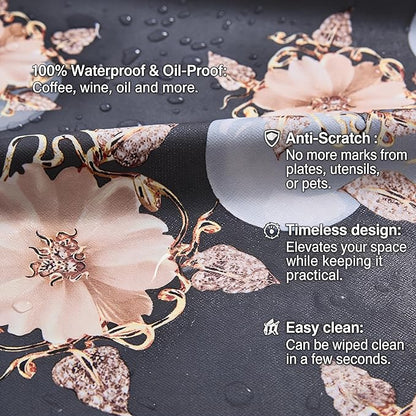 Heavy Duty Waterproof Vinyl Tablecloth, PVC Table Cover Heat Resistant for Kitchen Dining Outdoor Picnic BBQ Party, Easy Clean Cut to Size Rectangular Table Protector-55×108