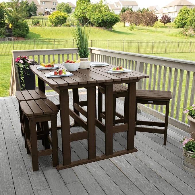 highwood Lehigh 6pc Counter Height Balcony Dining Set, Weathered Acorn