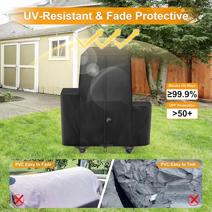 600D Heavy Duty Pellet Grill Cover for Pit Boss Lockhart, Waterproof Wood Pellet Smoker Cover with Windproof Buckles, UV Resistant, No Tear, No Fading