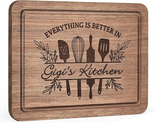 Gigi Gifts for Grandma, Premium Walnut Wood Cutting Board Gifts for Gigi, Gigi Birthday Gifts, Cool Kitchen Gifts for Gigi Grandma Grammy from Grandkids