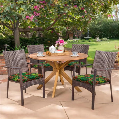 HARBOREST Outdoor Chair Cushions Set of 4, Water Resistant Patio Chair Cushions with Ties, Outdoor Seat Cushions for Patio Furniture, 17"x16"x2", Colored Leaf