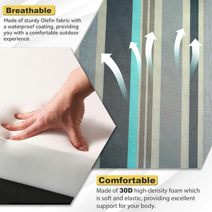 Deep Seat Patio Cushions Set 24 x 24 Inch,Olefin Fabric Outdoor Seat Cushion,Patio Furniture Cushions with Removable Cover,Rain-Proof and Fade Resistant Deep Seat Bottom & Back Cushion,1set