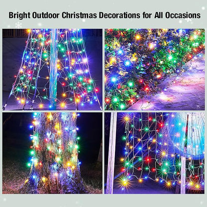 Led Multicolor Christmas Net Lights Outdoor Christmas Bushes Lights 120Led 6ftx5ft, Connectable Outdoor Indoor Mesh Net Lighting for Xmas Holiday, Garden, Lawn, Shrubs, Trees, Bushes Decorations