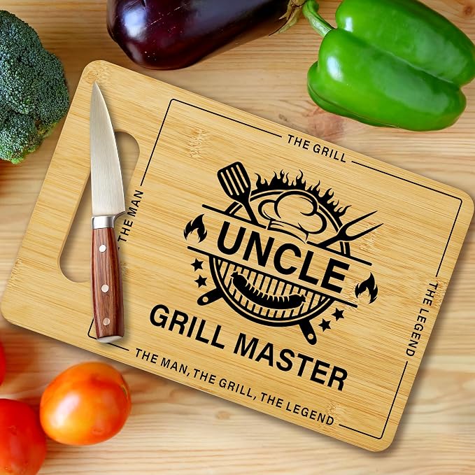 Best Uncle Gifts from Nephew, BBQ Cutting Board-Grill Master, Charcuterie Board for Kitchen Decor, Birthday Gift For Uncle Men -08