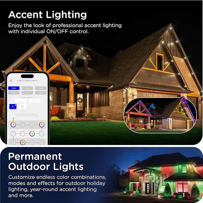 Enbrighten Eternity Permanent Outdoor Lights, 50ft, 32 Lights, Smart (Pack of 2)