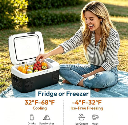 Simple Deluxe 12 Volt Refrigerator, 17QT Single Zone Electric Cooler, Car Fridge -4℉-68℉, Portable Refrigerator 12/24V DC 100-240V AC, Portable Freezer for Travel RV Camping Boat Home