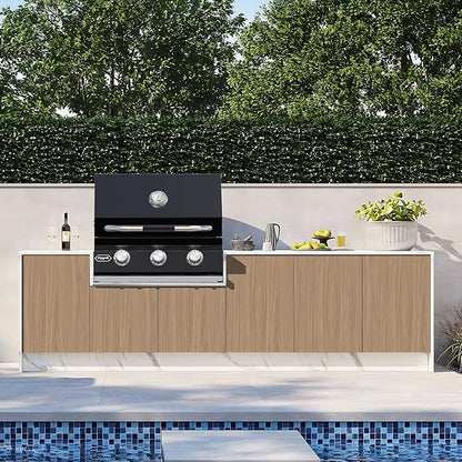 Hygrill STD Series Heavy Duty 3-Burner Built In Grill for Natural Gas, Stainless Steel Outdoor Kitchen Grill Head, Black