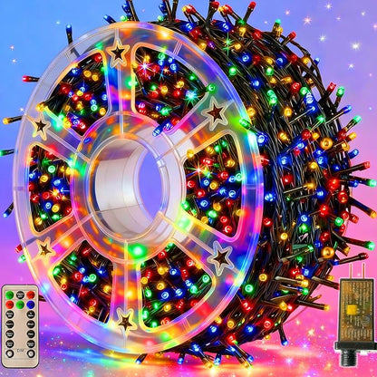 1000LED Outdoor Christmas Lights, 328FT String Lights Multicolor | IP44 waterproof,8 Modes,Remote control 3 Timers & Memory Function, Ideal Indoor & Outdoor Christmas Tree Holiday Decorations