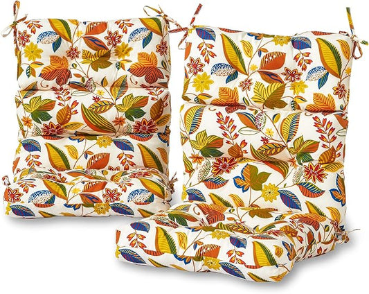 Greendale Home Fashions Outdoor 44 x 22-inch High Back Chair Cushion, Set of 2, Foliage 2 Count