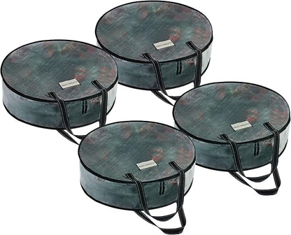 VENO 4 Pack Summer Wreath Storage Container, 36 Inch Clear Wreath Bag, Spring, Christmas Garland Decoration Organizers with Zipper and Durable Handles (Clear, 36"-4 Pack)