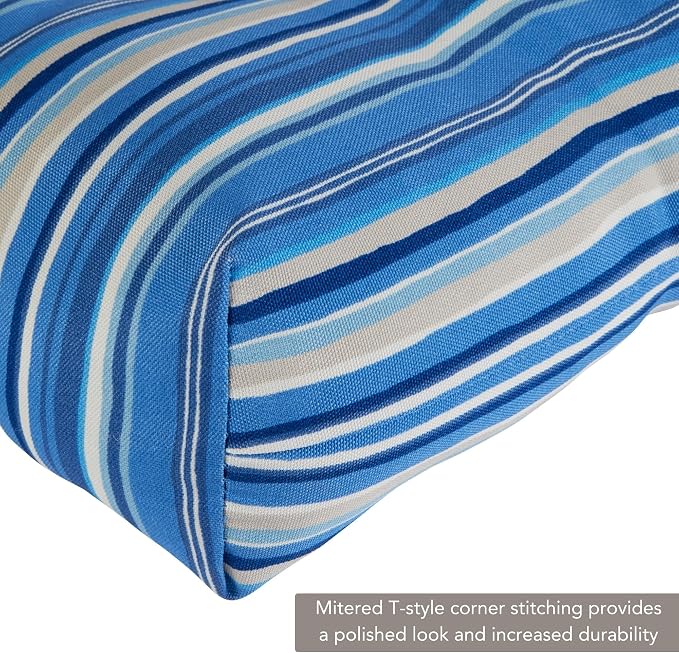 Greendale Home Fashions Steel Blue Stripe 44'' x 22'' Outdoor High Back Chair Cushion