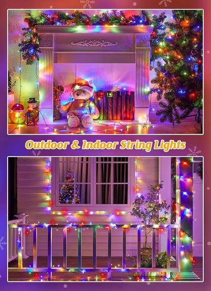 Brightown Solar Christmas Lights, 4 Pack Total 184FT 480 LED, Multicolor | Solar String Lights Outdoor Waterproof Green Wire with 8 Modes, Solar Fairy Light for Garden Yard Patio Party Decors