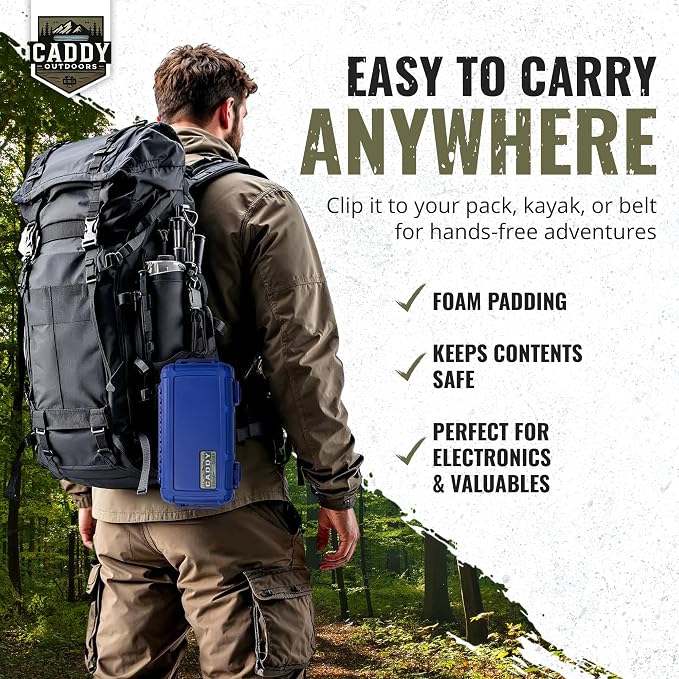 Waterproof Storage Case 1.2 L Capacity – Heavy-Duty Gear Box with Foam, Carabiner & Lanyard – Crushproof, Airtight Outdoor Container for Camping, Hiking, Fishing
