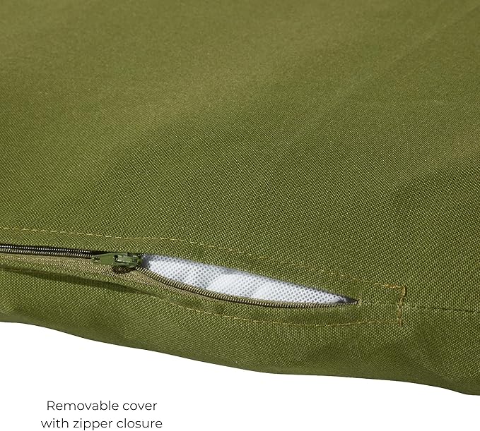 Modern Outdoor Chaise Lounge Cushion with Ties – Durable Polyester Fabric, Channel-Filled Polyfiber Insert, Removable Zippered Cover, Hunter Green