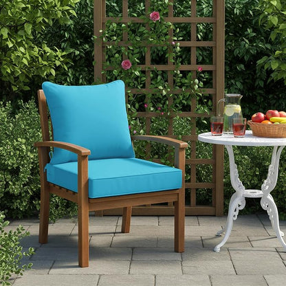 Summsun Outdoor Cushions for Patio Furniture, 24 x 24 Inch, Teal, 1 Set | Backrest & Deep Seat Cushion, Water Resistant, Removable Cover, Replacement Cushions Pad for Patio Furniture, Garden