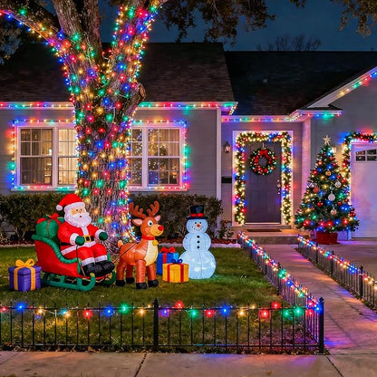 JMEXSUSS 500 LED Outdoor Christmas Lights, 173ft Multicolor String Lights | 8 Modes, Remote Control, Plug in, Waterproof, Green Wire LED Christmas Tree Lights for Indoor Party House Tree Xmas Decor
