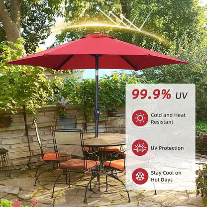 7.5FT Patio Umbrella, Outdoor Table Umbrella, Market Umbrella with Push Button Tilt and Crank for Garden, Lawn, Deck, Backyard & Pool