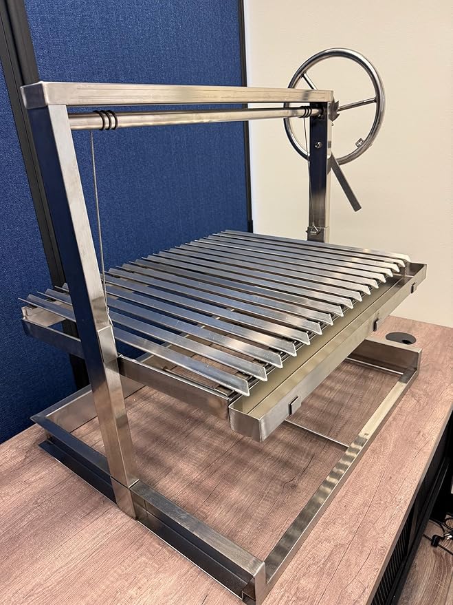 Santa Maria Grill Built in BBQ Cooking Grill -Argentine Barbecue V grate adjustable height- 30 inch by 24 inch base