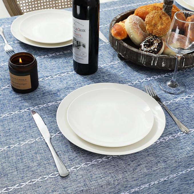 Chassic Rectangle Tablecloth 54 x 72 Inch, Farmhouse Boho Linen Table Cloths, Wrinkle Free & Washable Tablecloths for Small Dining Tables, Summer Kitchen Decor – Blue