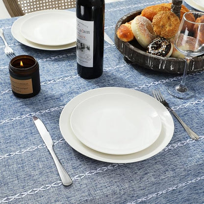 Chassic Rectangle Tablecloth 60 x 120 Inch, Farmhouse Boho Linen Table Cloths, Wrinkle Free & Washable Tablecloths for Dining Tables, Summer Kitchen Decor – Blue