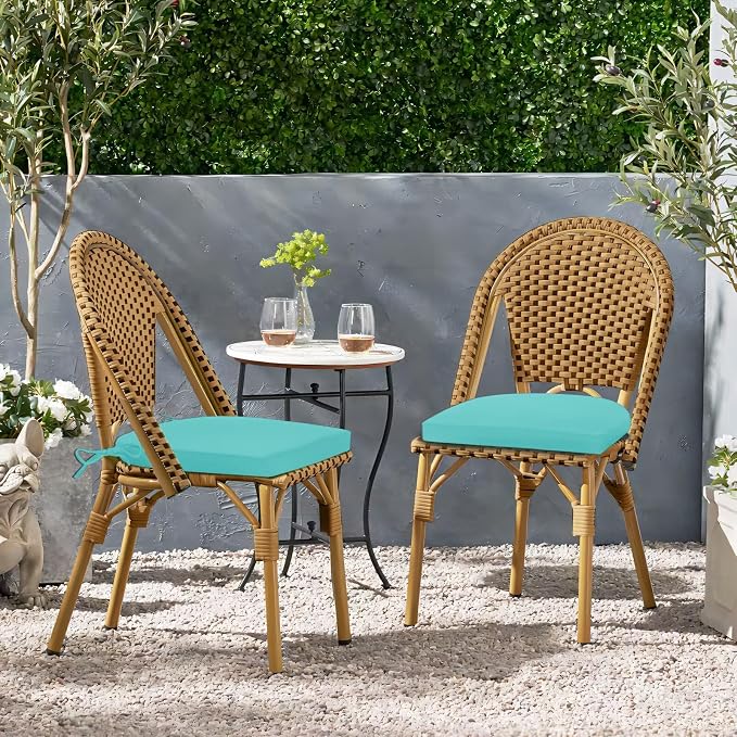 HARBOREST Outdoor Chair Cushions Set of 2, Water Resistant Patio Chair Cushions with Ties, Outdoor Seat Cushions for Patio Furniture, 17"x16"x2", Teal