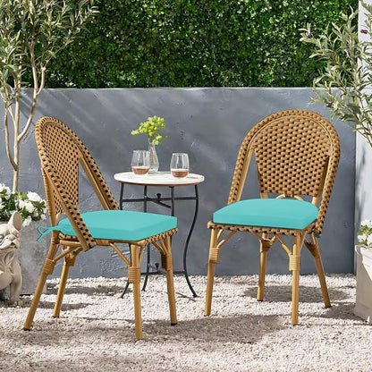 HARBOREST Outdoor Chair Cushions Set of 2, Water Resistant Patio Chair Cushions with Ties, Outdoor Seat Cushions for Patio Furniture, 17"x16"x2", Teal