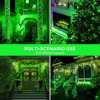 kemooie 500 LED Green St. Patrick's Day Lights, 164 FT Waterproof Fairy String Lights with 8 Modes & Memory Function, Plug in Outdoor String Light for Xmas Garden Balcony St. Patrick's Day Decor