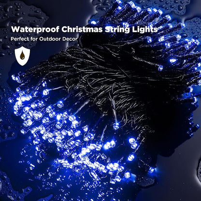 WBao Christmas Lights Indoor Outdoor 300LED 108ft, Super Bright LED Christmas String Lights with UL Certified, 8 Light Modes, Timer, Connectable & Waterproof for Trees, Patio, Xmas Party Decor, Blue