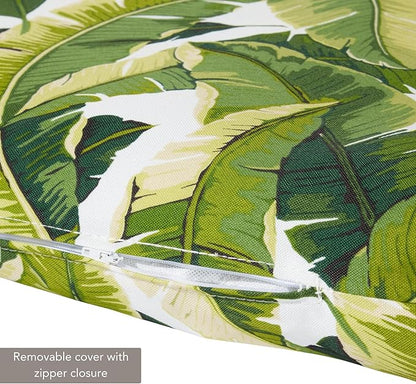 Outdoor Reversible Chaise Lounge Chair Cushion, Tropical White