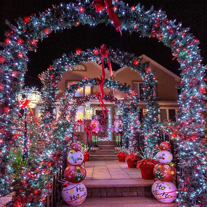 300 LED Christmas Lights Outdoor -100ft Extra Long Christmas String Lights 8 Modes Plug in Waterproof Fairy Lights with Timer Memory for Indoor Outside Bedroom Home Party Decoration, Red&White