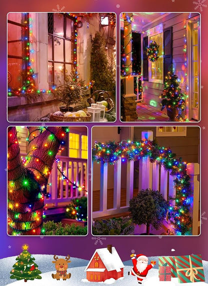 Brightown Solar Christmas Lights, 4 Pack Total 184FT 480 LED, Multicolor | Solar String Lights Outdoor Waterproof Green Wire with 8 Modes, Solar Fairy Light for Garden Yard Patio Party Decors