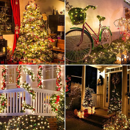 MZD8391 328FT 1000 LED Christmas Light Outdoor Indoor, Christmas Tree Light | Warm White, 100% UL Listed, Waterproof, 8 Light Modes, Timer & Memory, Christmas String Light Decoration, Fairy Tree Light