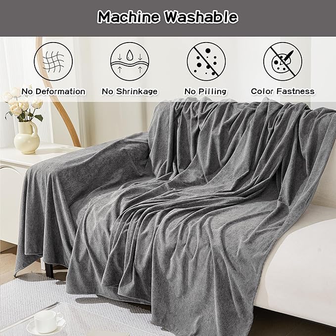 MEETSKY Sectional Couch Cover for 3 Cushion Sofa Washable, Cat Scratch Proof Sofa Covers, Furniture Protector Oversized L Shape Big Sofa Slipcovers for Dogs, 91" x 150", Grey