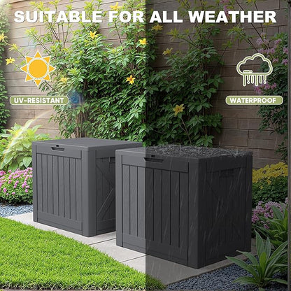 Greesum 40 Gallon Outdoor Deck Box, Resin Storage for Patio Furniture, Garden Tools, Pool Supplies, Weatherproof and UV Resistant, Lockable, Gray