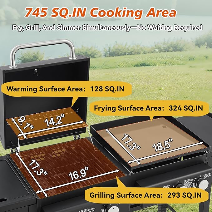 Outdoor Gas Grill with 6 Burners & Side Burner 59000 BTU Stainless Steel BBQ Grill Enamel-Coated Grates Side Tables for Backyard Patio Cooking Charcoal Grills & Smokers,A5