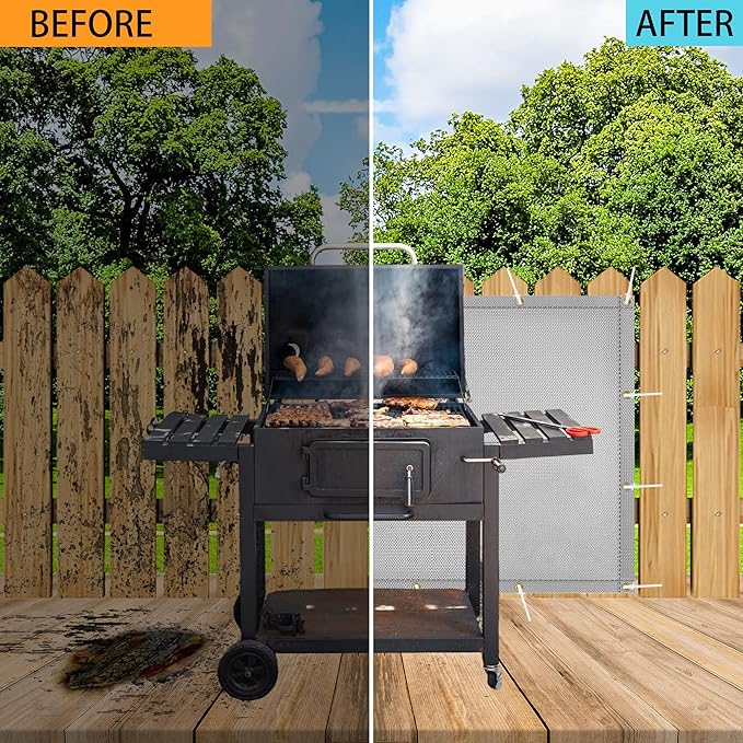 Heat Shield Behind Grill Grey Fireproof Cover and Screen Protect Deck Railing from Grill Heat Shield for Wood Stove, 3’x8’ Wall Protector for Fridge Waterproof BBQ Mat UV Resistant Privacy Screen
